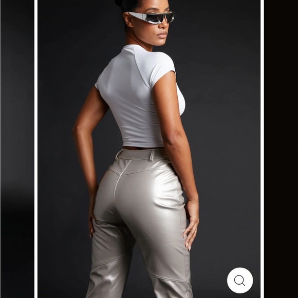 Murci Stitch Detail PVC Trousers in Luna - Picture 1 of 5